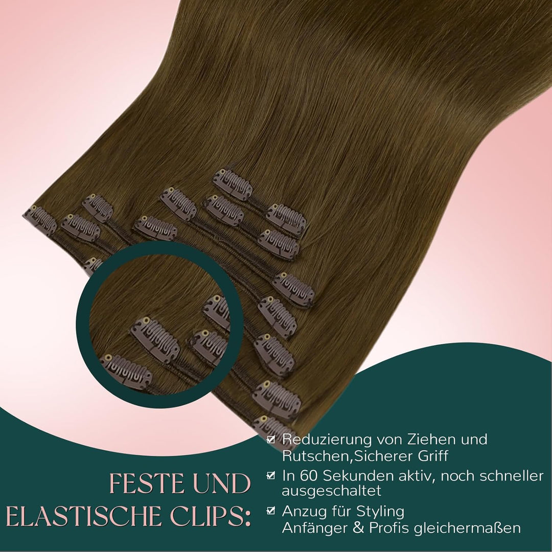 Easyouth Extension Echthaar Clip in Braun Extensions Clip in Echthaar Remy Clip in Haarverlangerung