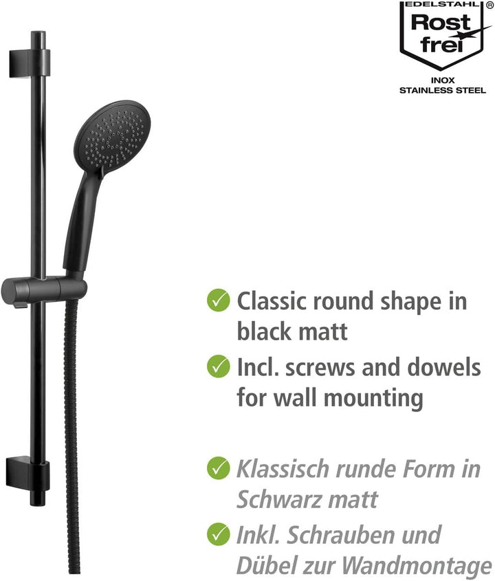 WENKO Brauseset Mod. Young hochwertige Duschstange mit modernem Duschkopf 5 Strahlarten und Duschsch