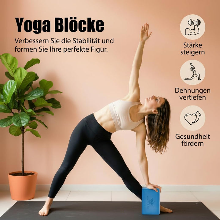 Yogablock aus EVA Schaum – Rutschfester Yoga Block 23 x 15 x 7,5 cm – Stabiler Pilates Block für Yog