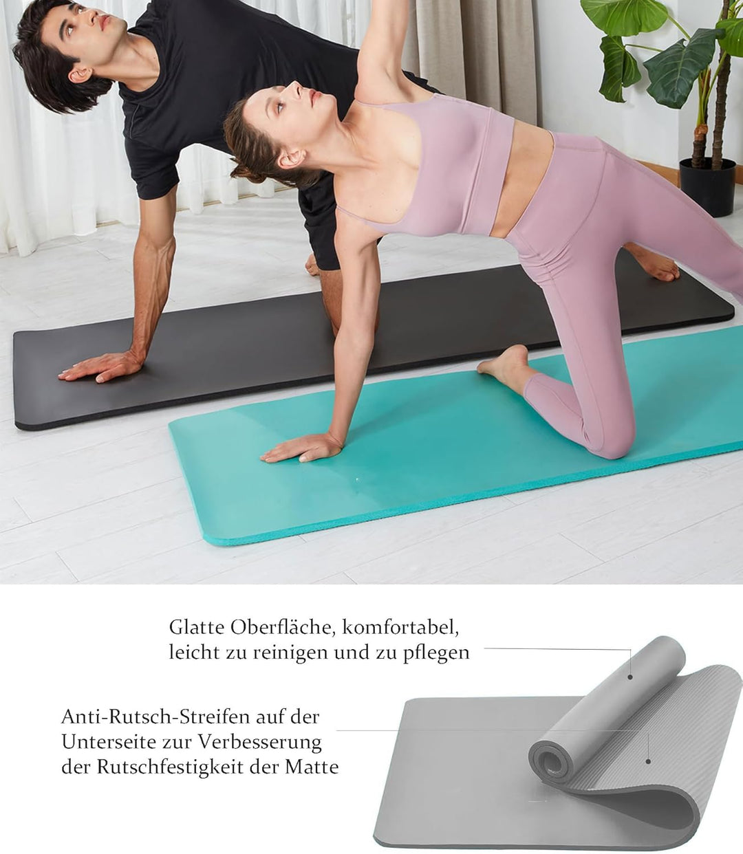 NBR Yogamatte 195×61cm 20mm Dicke Fitness Matte Gymnastikmatte für Pilates Gym Workout Zuhause mit T