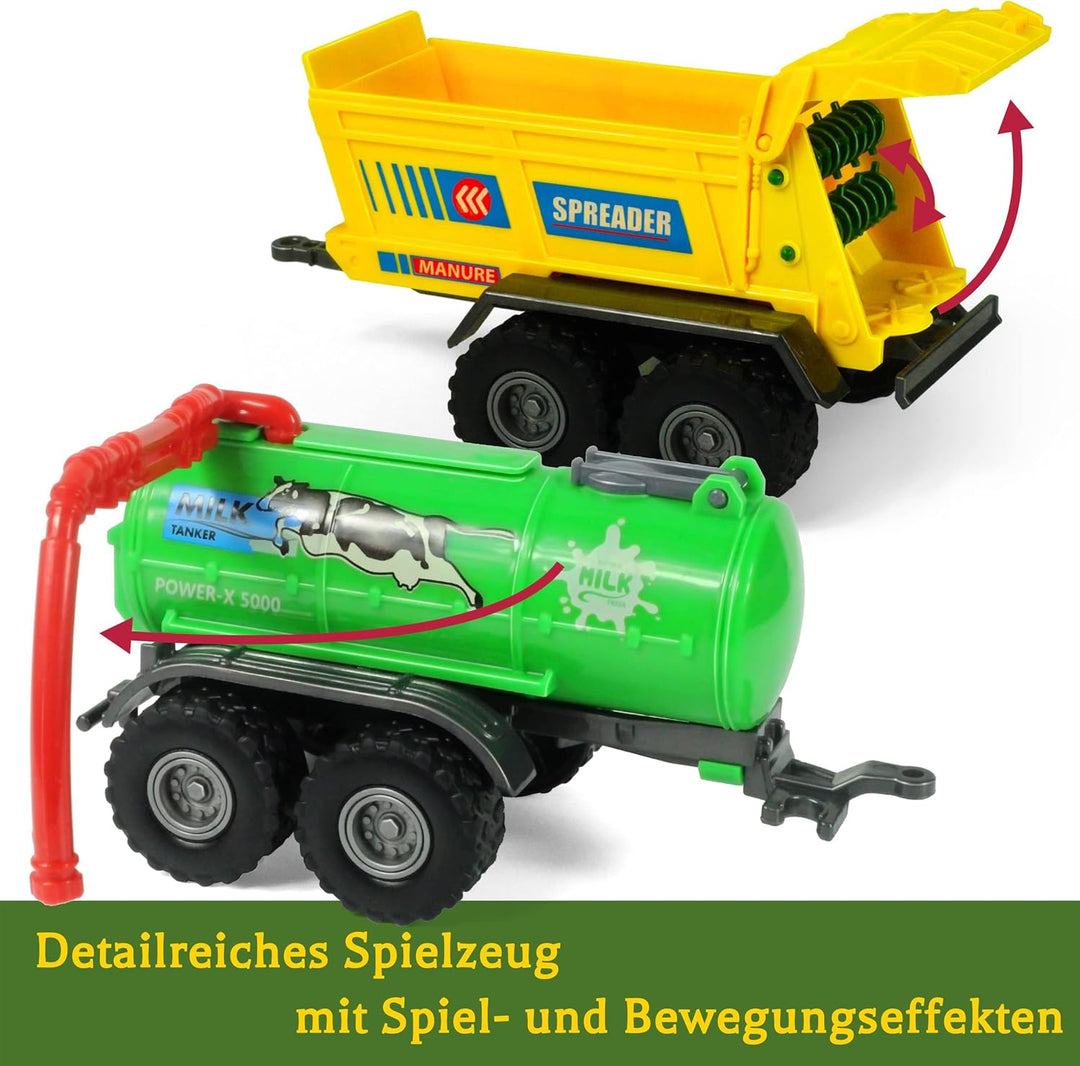 Farm Traktor Fahrzeuge Traktor Anhänger, Reibungsbetriebene Trägheit Trecker mit Anhänger, Metall &amp;