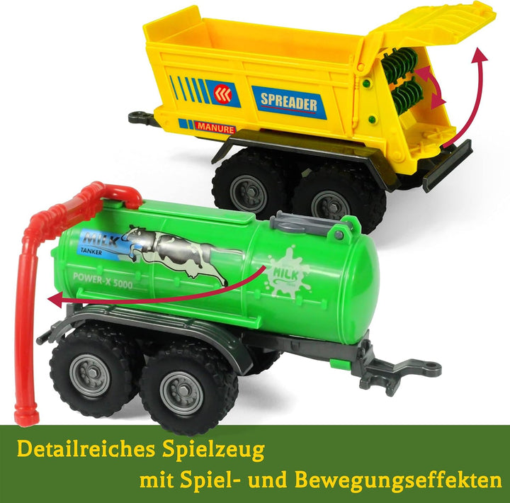 Farm Traktor Fahrzeuge Traktor Anhänger, Reibungsbetriebene Trägheit Trecker mit Anhänger, Metall &amp;