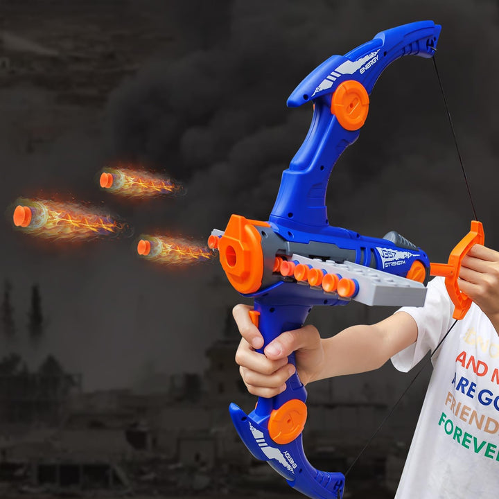 YTSWELE Pfeil und Bogen Set für Kinder kompatibel mit Nerf Gun Kugeln, 12-Dart Clip Shot Schaumstoff
