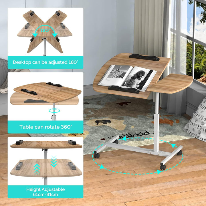 PIPIPOXER 60x40cm Laptoptisch Höhenverstellbar, Laptopständer Computertisch, Mobiler Stehtisch mit 2