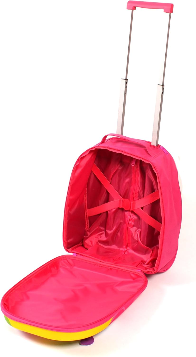 Bouncie Kinder-Trolley mit 3D-Eulen-Motiv, Kinderreisekoffer, Kindergepäck, pink Gelb, Gelb