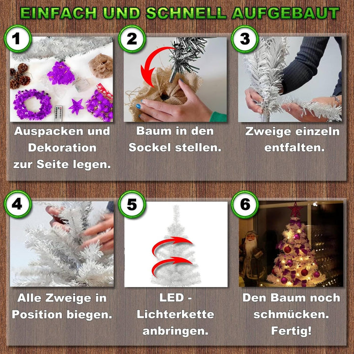 Weihnachtsbaum künstlich (WBD) mit Weihnachtsdeko und Led Lichterkette mit Fernbedienung Weihnachtsb