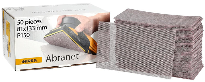 Mirka Abranet Netz-Schleifstreifen 81x133 mm Klett / Korn P150 / 50 Stk / zum Schleifen von Holz, Sp
