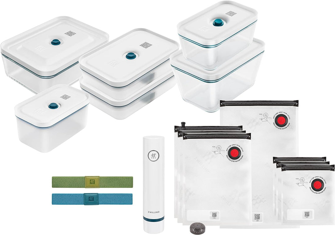 ZWILLING Fresh & Save Vakuum Starterset, Glas, 16-tlg., La Mer Weiss & Fresh & Save Vakuum Weinversc