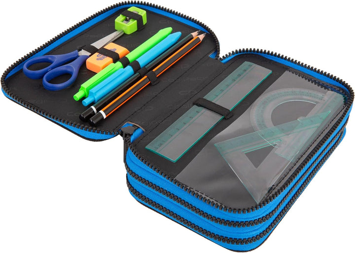 Goldkids - Federmäppchen 3 Fächer - Mäppchen für Mädchen und Jungen - Federmappe 3-Fach Federtasche