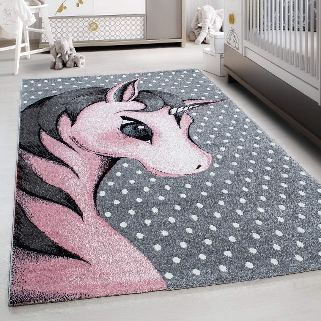 Kinderteppich Einhorn Design Spielteppich Weich & Soft Babyzimmer Spielzimmer Kinderzimmer Teppich K