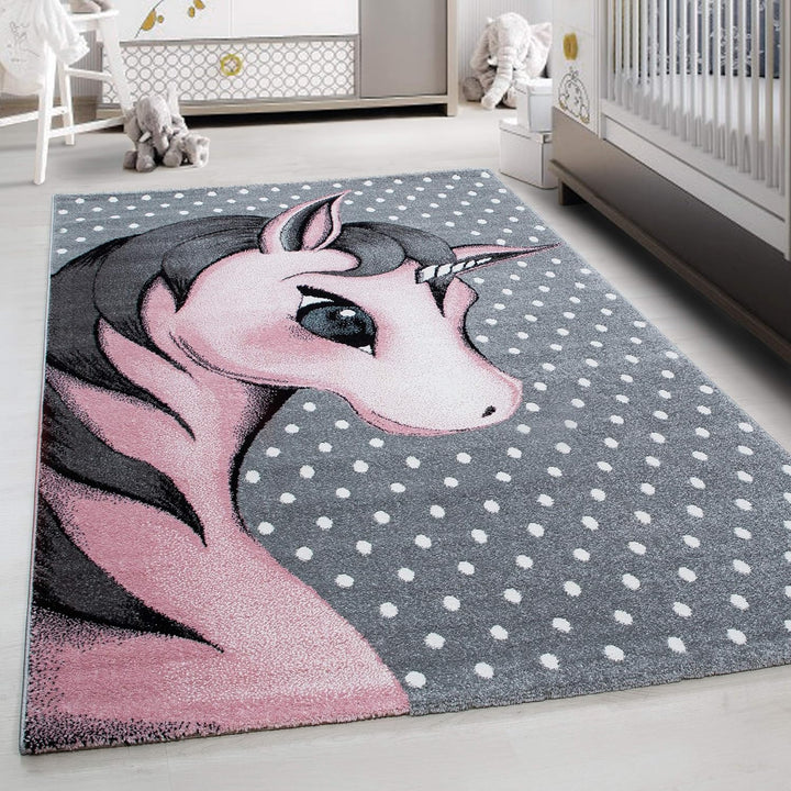 Kinderteppich Einhorn Design Spielteppich Weich & Soft Babyzimmer Spielzimmer Kinderzimmer Teppich K