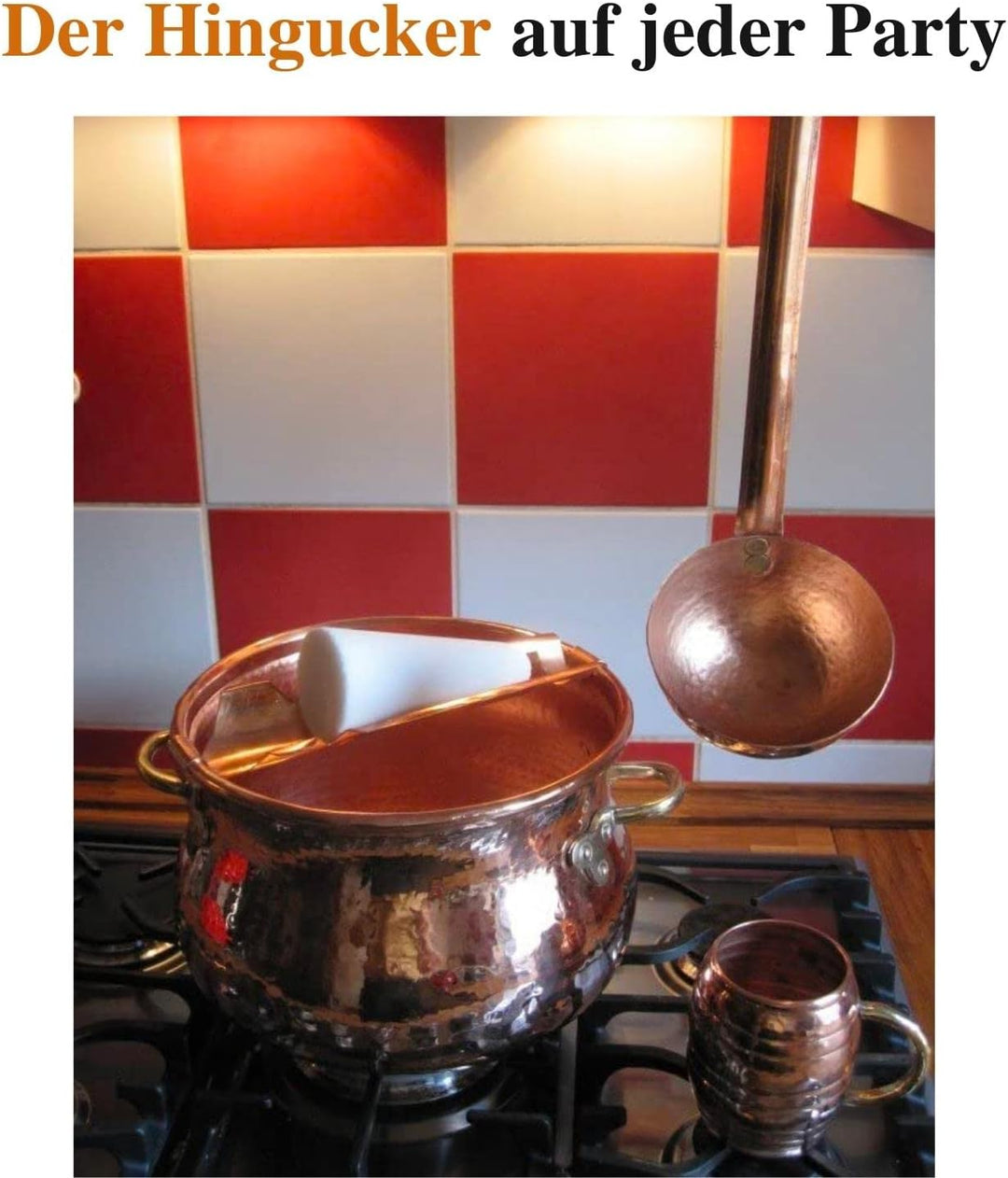 CopperGarden handgeschmiedete & verzinnte Feuerzange aus blankem Kupfer I Feuerzangenbowle I Verstel