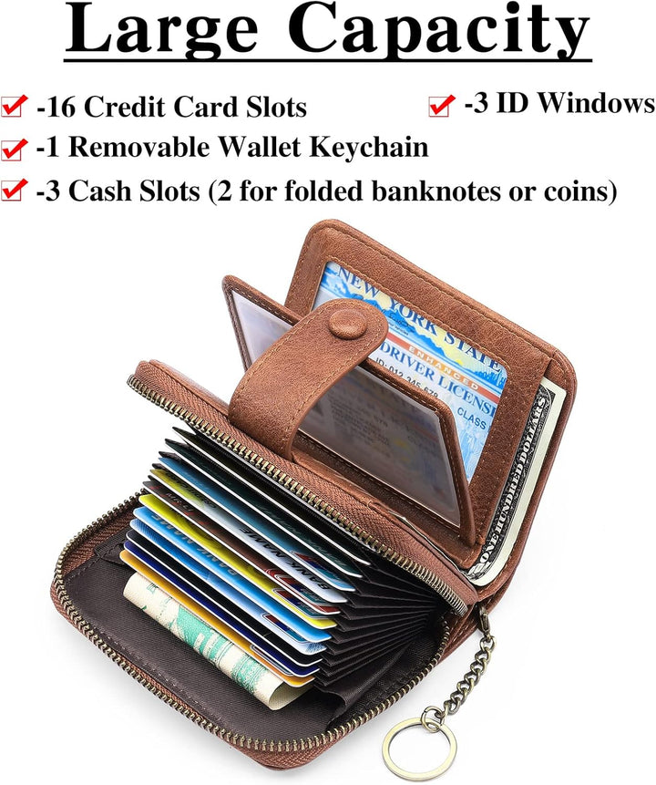 GAEKEAO Geldbörse Damen Klein Leder Karten Portemonnaie Damen RFID Schutz Portmonee Kleiner Geldbeut