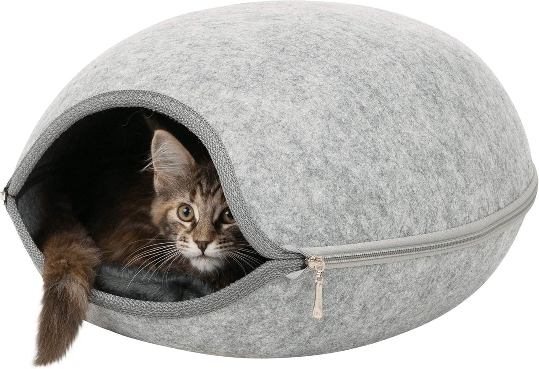 Trixie 36316 Kuschelhöhle Luna, Filz, 40 × 24 × 46 cm, hellgrau