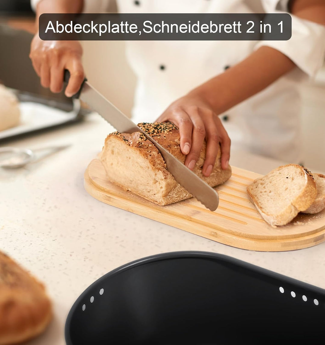 SYLANDO Brotkasten mit Grosser Kapazität, Hochwertige Metall Brotbox, Die Aufbewahrung für noch läng