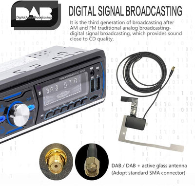 DAB + Autoradio mit Bluetooth 1 Din Digital Media Player Freisprecheinrichtung FM/AM/RDS Radio Auto