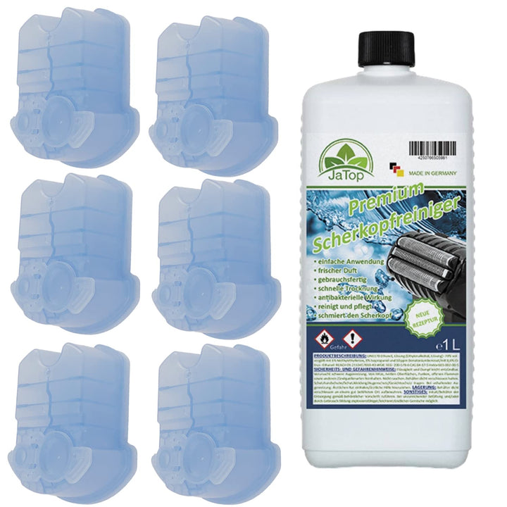 6 x 170 ml + 1L Nachfüllung JaTop Scherkopfreiniger Kartuschen kompatibel mit Clean & Renew Reinigun