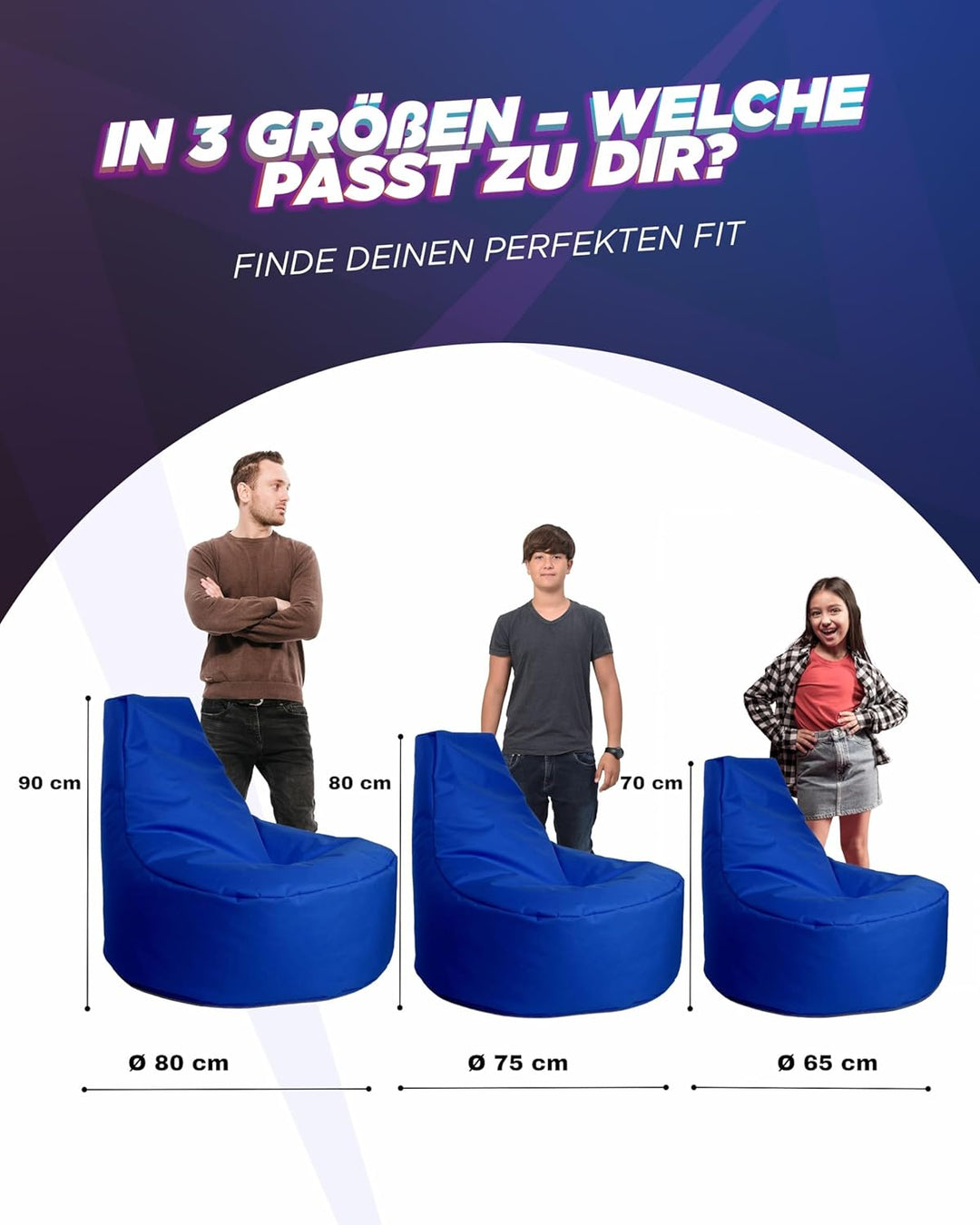 PATCH HOME Gamer Kissen & Lounge Sitzsack – befüllbar mit Reissverschluss, gefüllt mit Styropor, gee