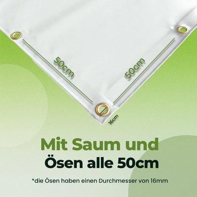 Fulcoline Abdeckplane 700g (Weiss, 2,40 m x 2,00 m) mit Saum und Ösen – Handgefertigt & Robust – Abd