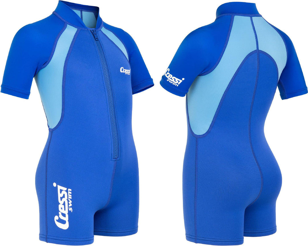Cressi Kid Shorty Wetsuit 1.5 mm - Shorty Neoprenanzug für Kinder Ultra Stretch Neopren Blau/Hellbla