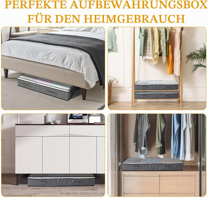 Cozary 3 Stück Unterbett Aufbewahrungsbox 75L, Unterbettkommode mit Sichtfenster, Umzugstaschen, Tra