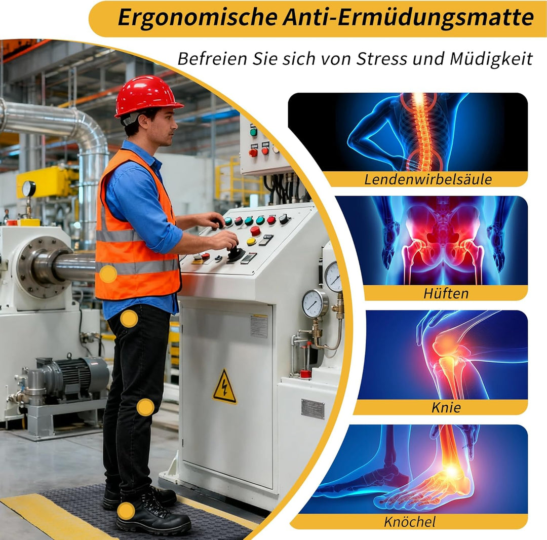 ybaymy 60 × 90 cm Ergonomische Arbeitsmatte Anti-Ermüdungsmatte mit Noppen Stehmatte rutschfeste Sch