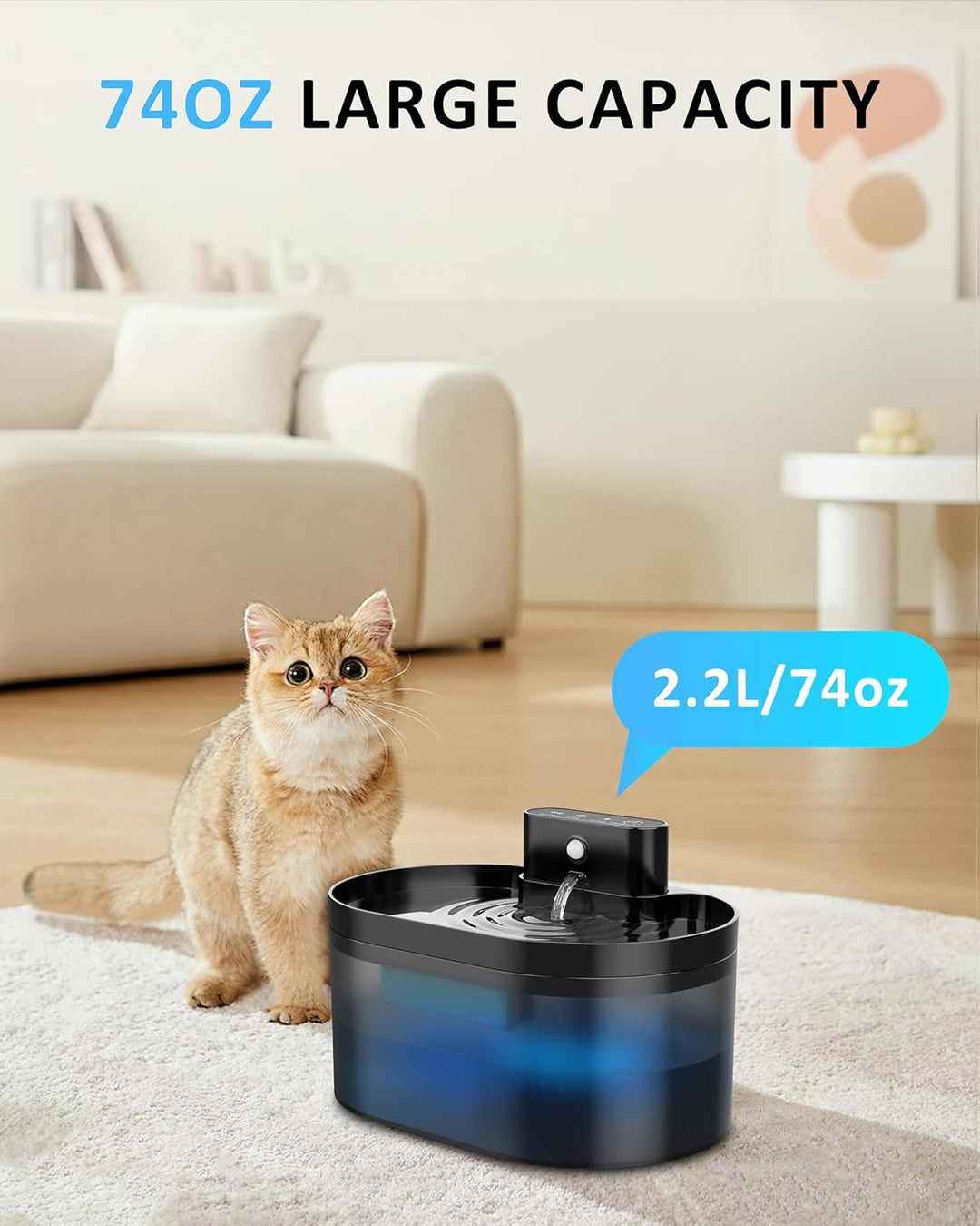 PEKTACO Ersatzfilter für Katzentrinkbrunnen, 2,2 l/74 oz, Ersatzfilter und Schwämme für automatische