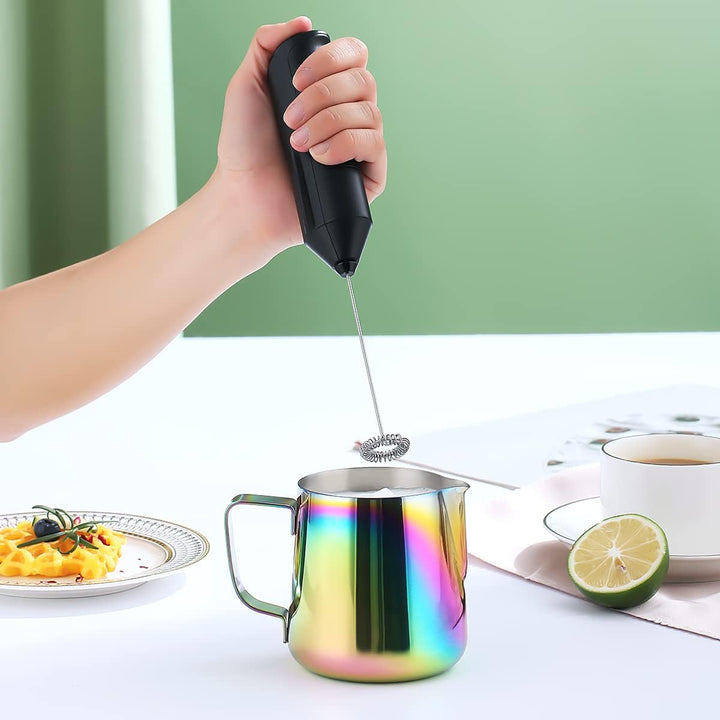 Milchschaumkrug 12 oz 350 ml, Kyraton Espresso-Dampfkrug aus Edelstahl mit Dekorationsstift, Milchka