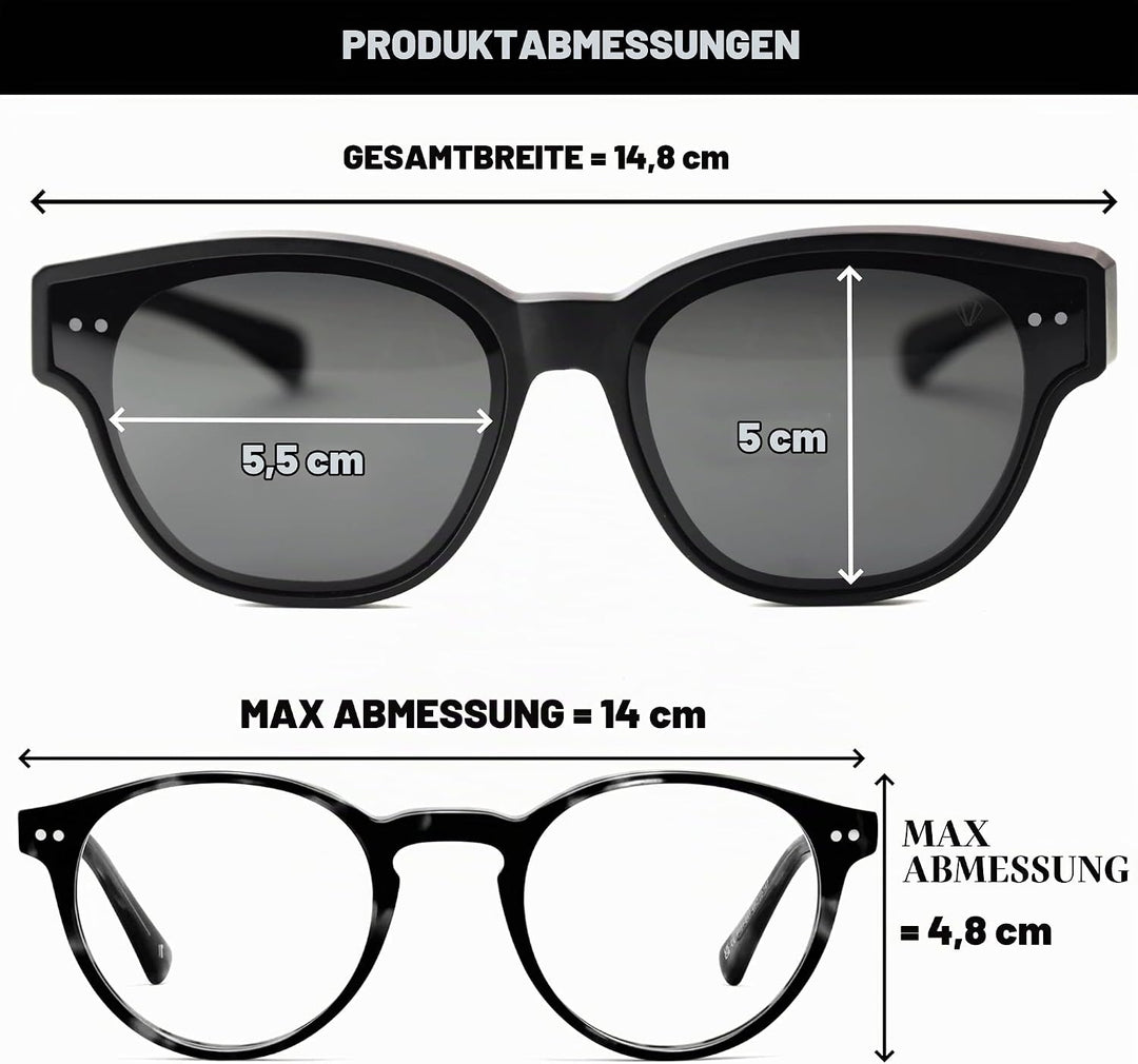 CREYESTAL Polarisiert Überzieh Sonnenbrille mit Antireflex, Überbrille Sonnenbrille für Brillenträge