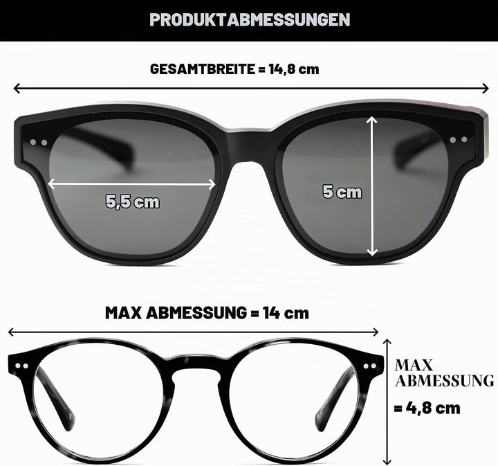 CREYESTAL Polarisiert Überzieh Sonnenbrille mit Antireflex, Überbrille Sonnenbrille für Brillenträge