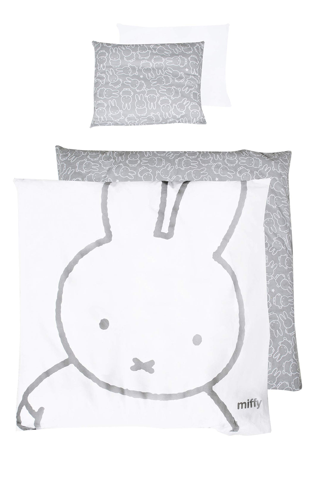 roba Babybettwäsche miffy 80 x 80 cm - Bettwäsche Set 2 teilig - Hasen Motiv - Baby Wendebettwäsche