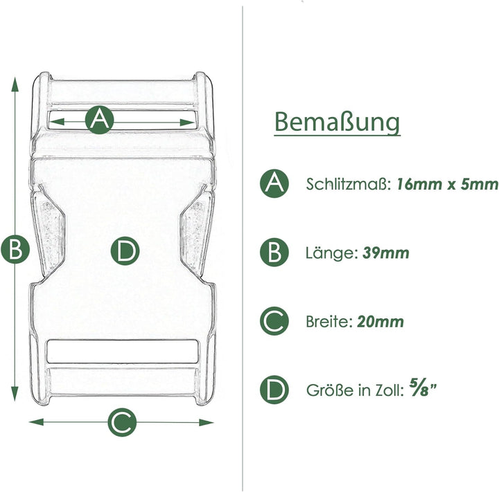 Ganzoo Metall-Klickverschluss Alumaxx, 8er Set, 5/8" / Klippverschluss/Steckschliesser/Steckverschlu