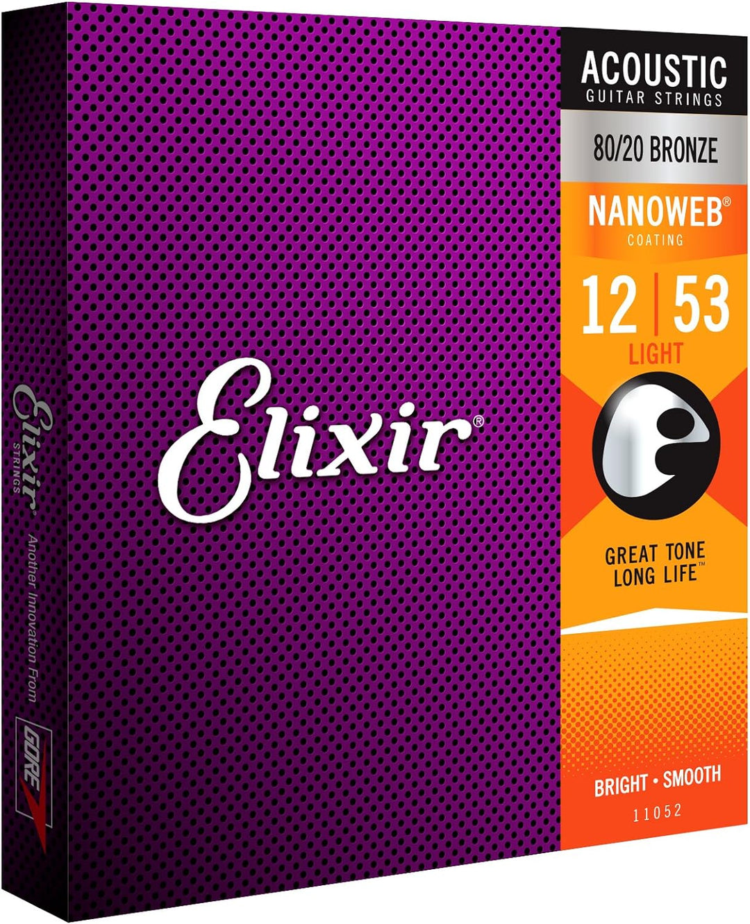 Elixir® Saiten 80/20 Bronze Akustik-Gitarrensaiten mit NANOWEB® Beschichtung, Light (.012-.053) & Sa