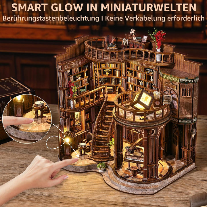Book Nook Kit für Erwachsene - CRIOLPO DIY Miniatur Haus Holzpuzzle 3D Puppenhaus - Buchstütze für B