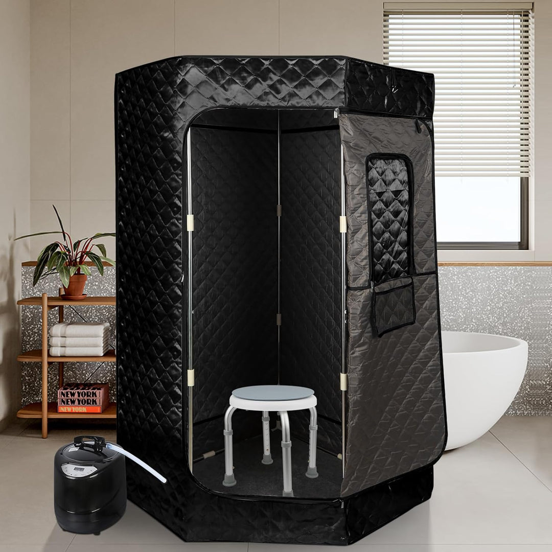Tragbare Dampfsauna 90x90x180 cm mit 3L Dampfgenerator, Mobile Sauna Zelt für Zuhause, Infrarot & Da