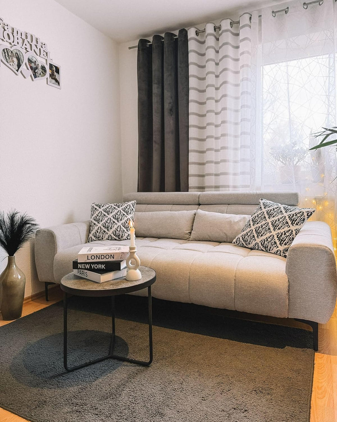Runder, kleiner Couchtisch in Betonoptik grau / schwarz ⌀ 50 cm Melody