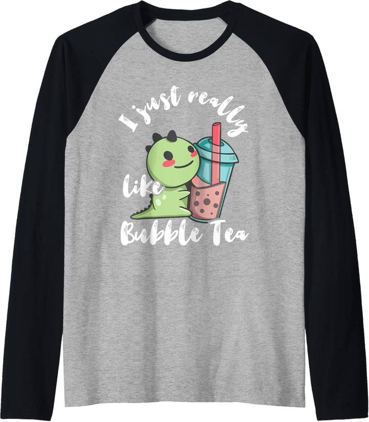 Bubble Tea Dinosaurier Süsser Boba Tee Dino Perlen Getränk Raglan