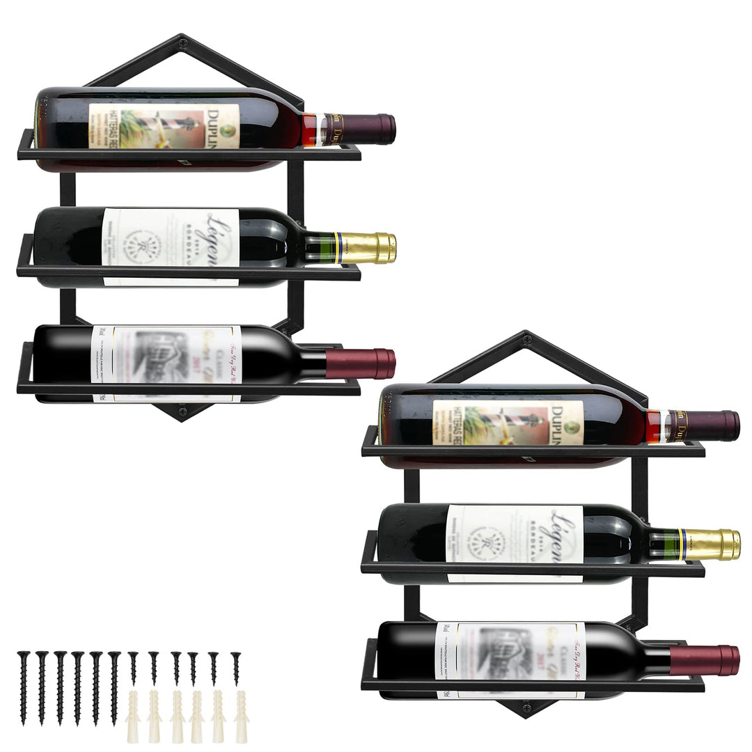 Giyiprpi 2PCS Metall Wandmontierter Weinhalter Rack, Weinglashalter Hängend Stehen Organizer für 3 F