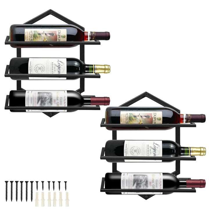 Giyiprpi 2PCS Metall Wandmontierter Weinhalter Rack, Weinglashalter Hängend Stehen Organizer für 3 F