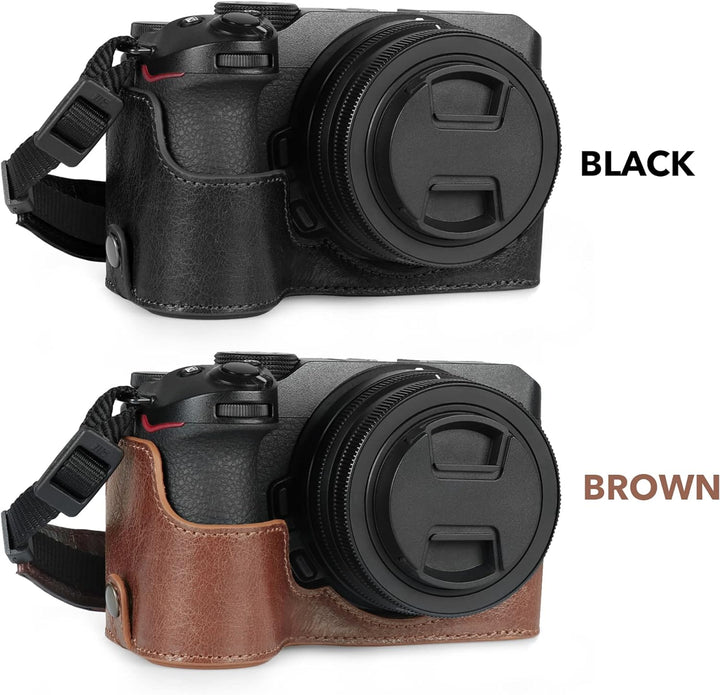 MegaGear Ever Ready Kameratasche aus echtem Leder, kompatibel mit Nikon Z30 (Schwarz), Schwarz