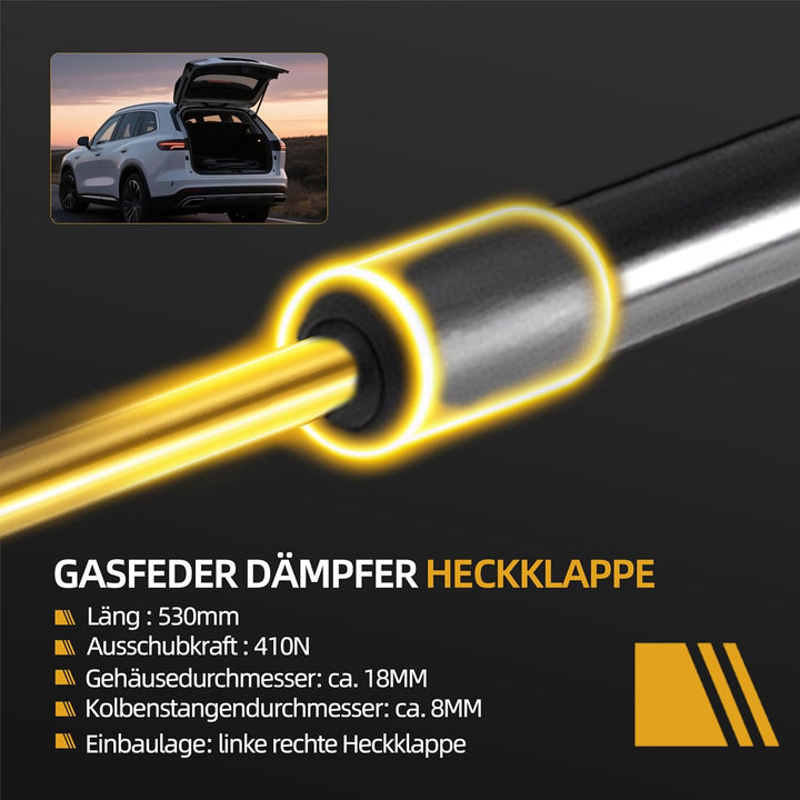 JAVOUKA 2 x Gasfeder Dämpfer Heckklappe Passend für Audi A3 Sportback 8PA 2004-2013, Heckklappendämp