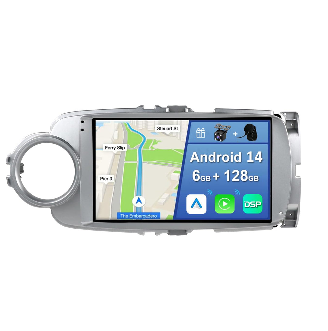 [6GB+128GB] Android 14 Autoradio für Toyota Yaris GRMN （2012-2017）-[Integriertes CarPlay/Android Aut