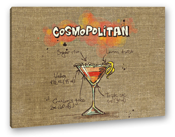 deyoli Rezept für einen Cosmopolitan Format: 80x60 als Leinwandbild, Motiv fertig gerahmt auf Echtho