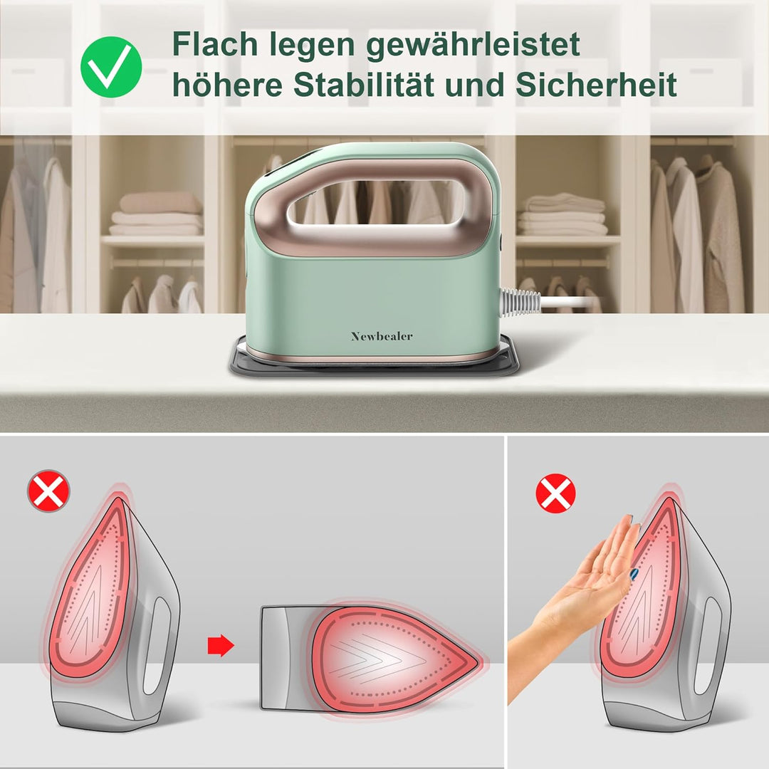 Newbealer Dampfbügeleisen, Kontinuierlicher Turbo-Dampf für Kleidung, 360° horizontales und vertikal