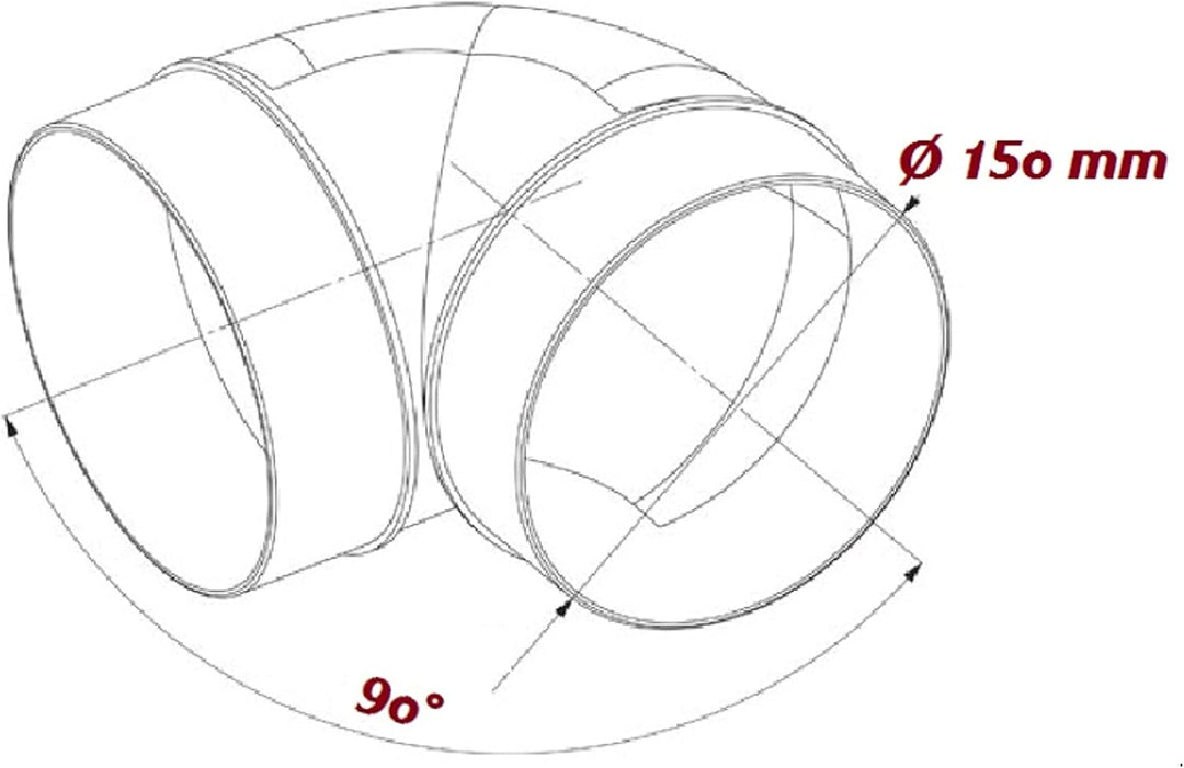 Verbindungsstück Bogen 90º Vents PVC Lüftungsrohr/Flexrohr (150mm)