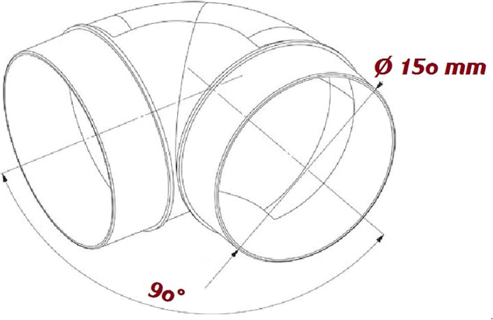 Verbindungsstück Bogen 90º Vents PVC Lüftungsrohr/Flexrohr (150mm)