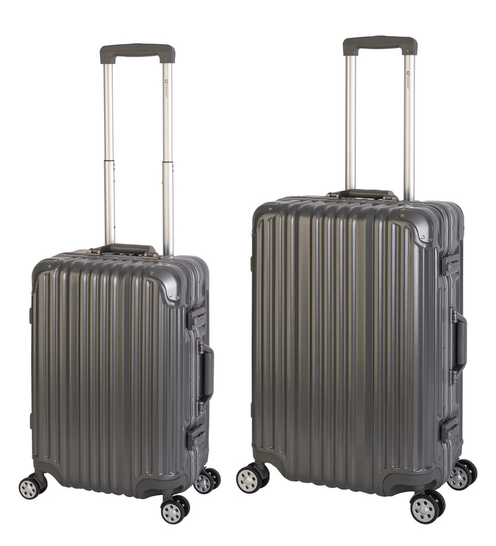 Travelhouse London Koffer Grau S-55cm, M-65cm · 2er-Set · Alu-Rahmen · Polykarbonat Hartschale · Han