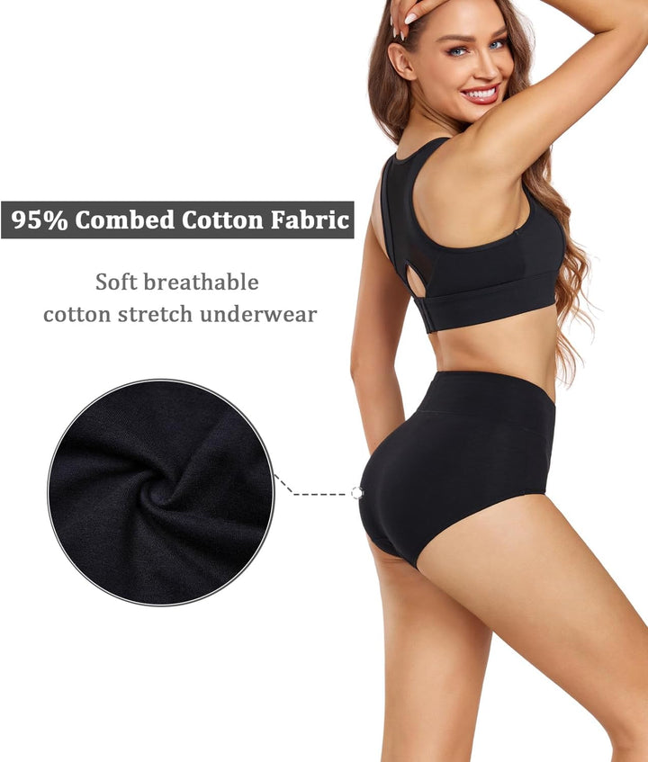 wirarpa Damen Unterhosen Baumwolle Unterwäsche Hohe Taille Slips Hoher Taillenslip für Frauen 5er Pa