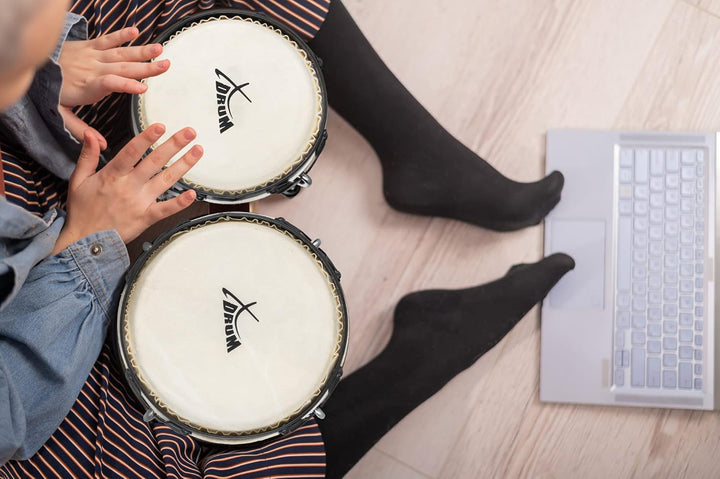 XDrum Bongos Pro Weinrot - 2 Trommeln mit 6,5" (17 cm) und 7,5" (20 cm) Durchmesser - Bongotrommeln