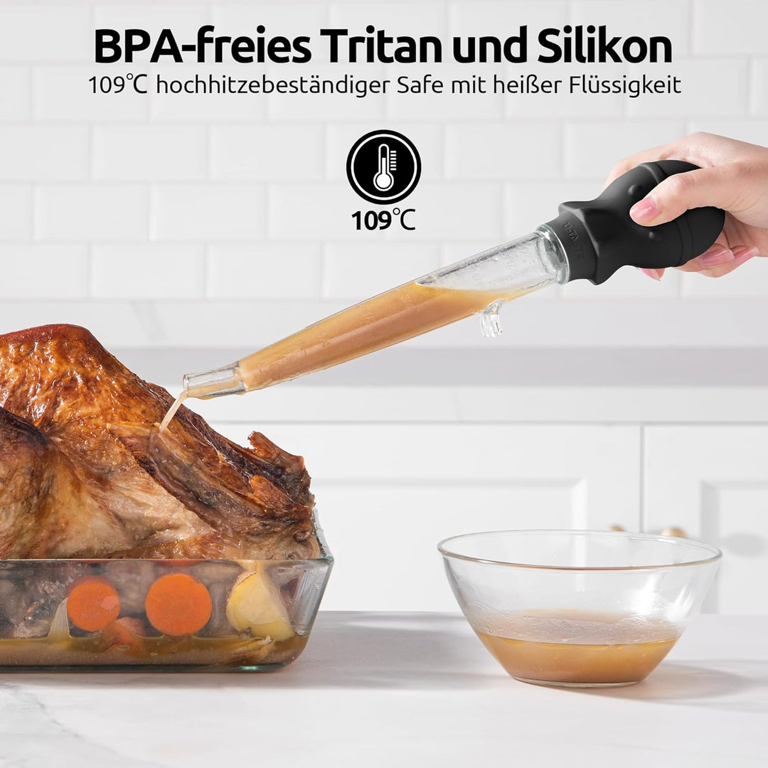 109℃ Hitzebeständige Grosse Abgewinkelte Bratenspritze: U-Taste Tritan Putenfleisch-Fettpipette mit